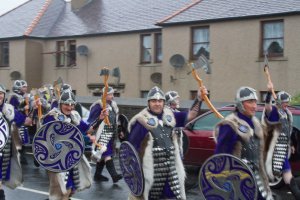 A native welcome at a local festival in Lerwick - friendly enough though.
